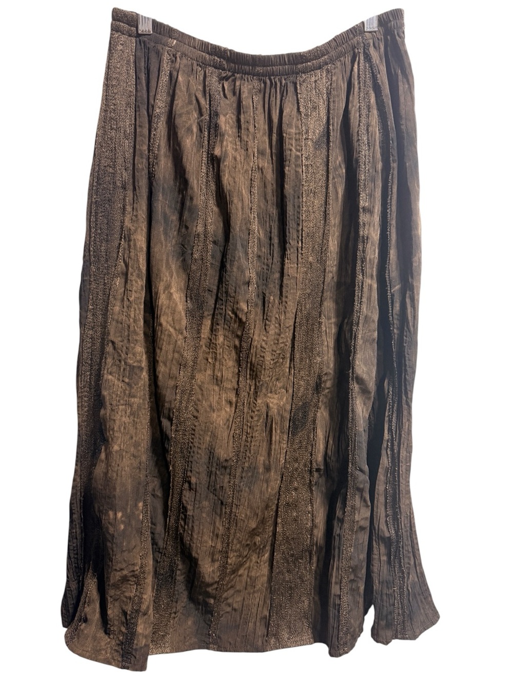 Brown Lace Embellished Acid Wash Hippie Maxi Skirt Sz XL Forest Fairy Whimsigoth
